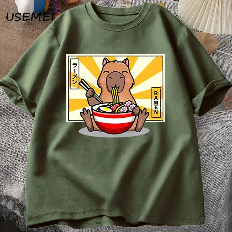Capybara Cotton Tshirts Vêtements pour hommes décontractés surdimension