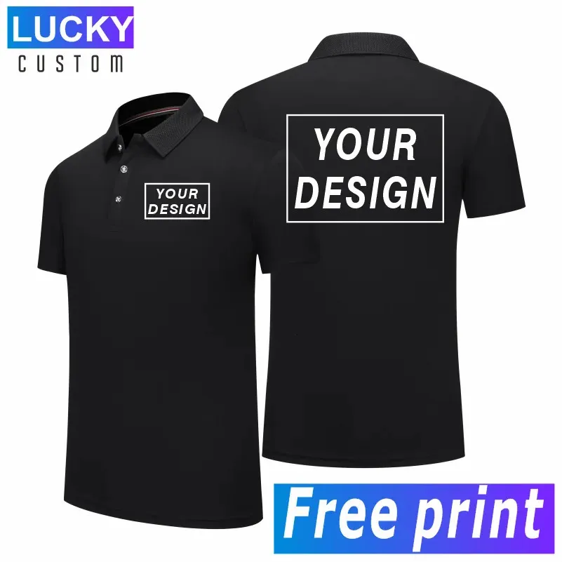 Mens Business Casual Polo Shirt Black Plain Blank Short Sleeve Shirts Custom Printing Embroidery Sports Golf T Shirt For 240412