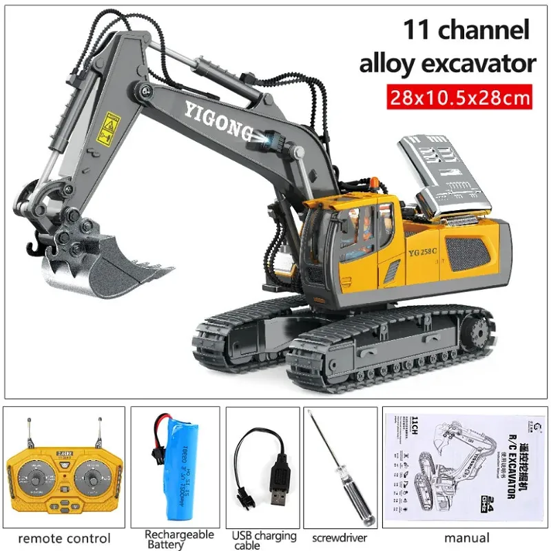 24G RC Excavator Dumper Car Remote Control Engineering Vehicle Crawler Truck Bulldozer Toys For Boys Kids Gifts 240417