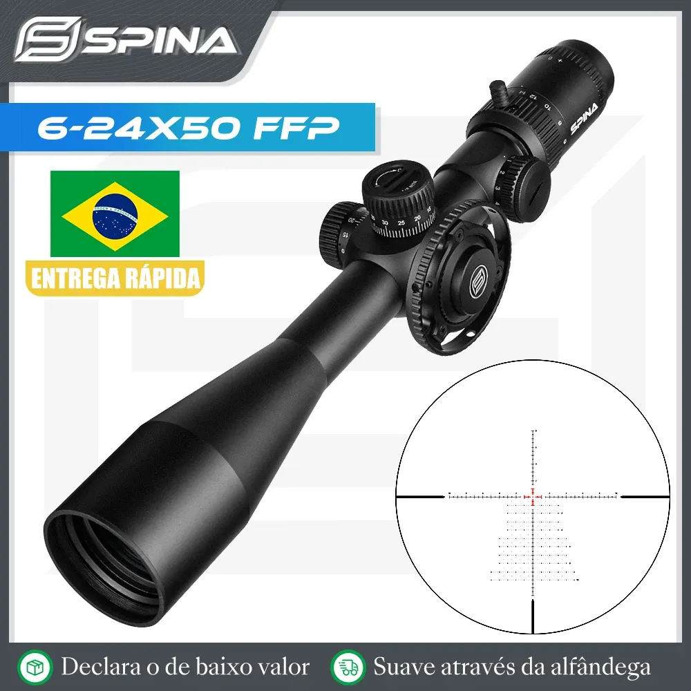 SCOPES SPINA OPTICS 624X50 FFP Röd/grön upplyst riflescope 1/8 MOA Min Fokus 10ydar Hunting Rifle Scope Fit.308.556.223 etc