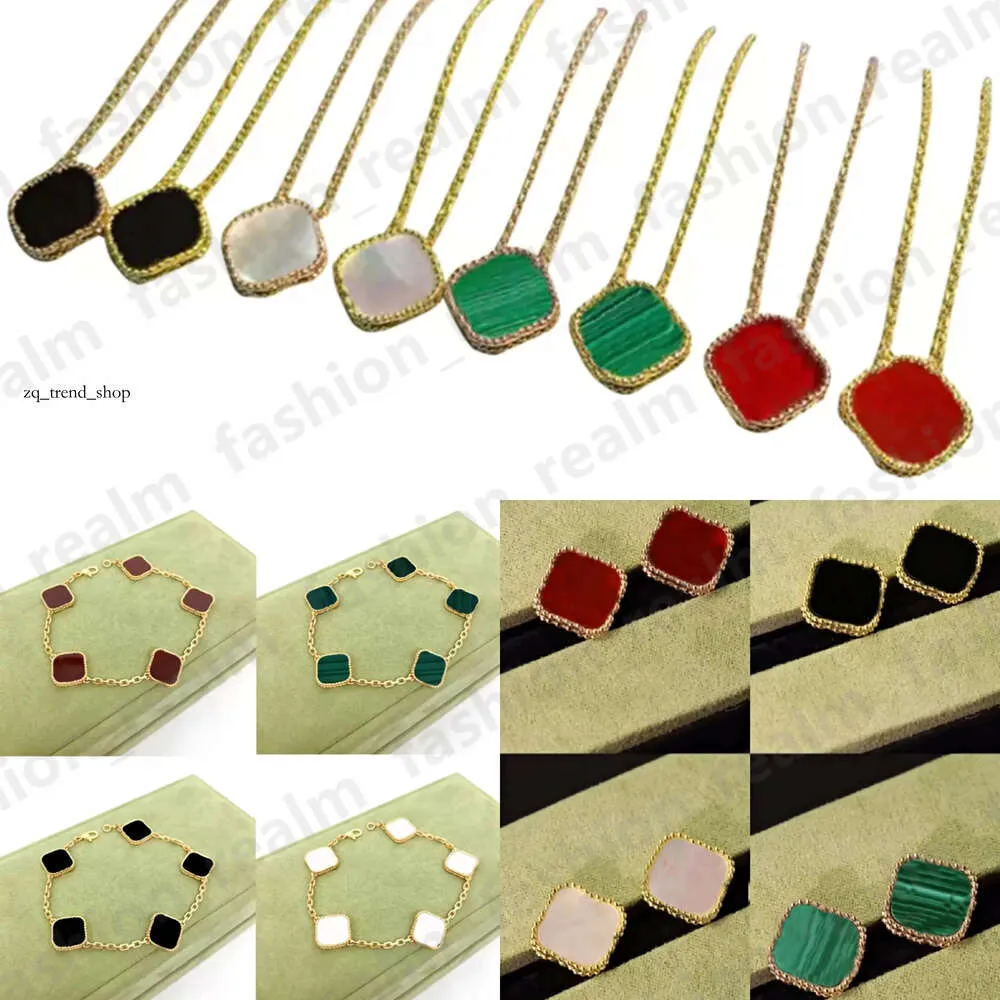 Collar colgante 4/Collares de trébol de cuatro hojas Joya de diseñador Joya para mujeres Parabolería de pulsera de 18 km de oro Cáscara Madre de perlas Pendientes negros de oro blanco Link 710
