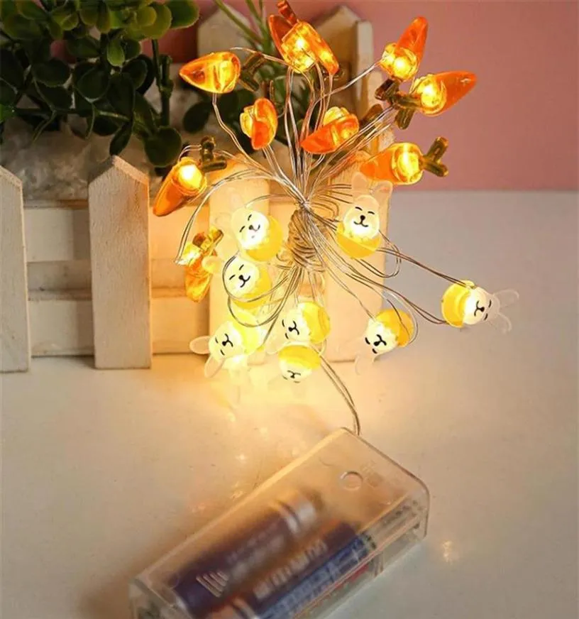 Epacket LED Rabbit String Lights Pâques Décoration Batterie imperméable Batterie Mignon Cartoon Lantern Nouvel An Festive Party Decoration27522509