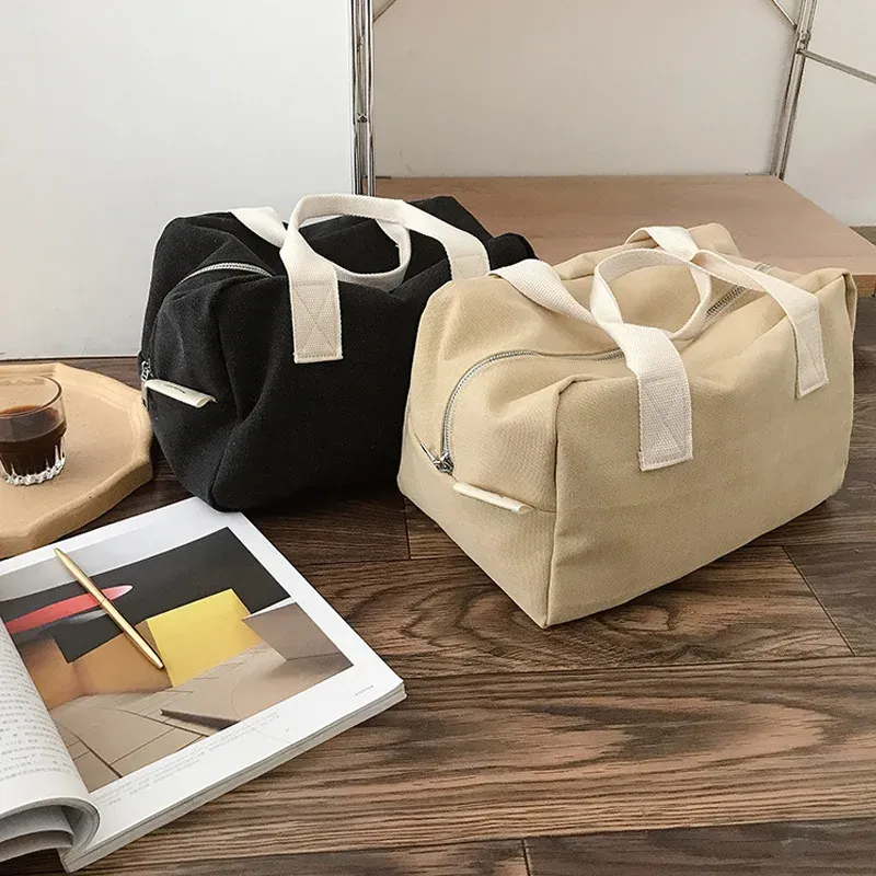 Väskor Kvinnor Canvas Gripesack Gym Bag tjock bomullstyg Handväska Eco Friendly Tote Simple Trip Travel Shoulder Bags Stor kapacitet