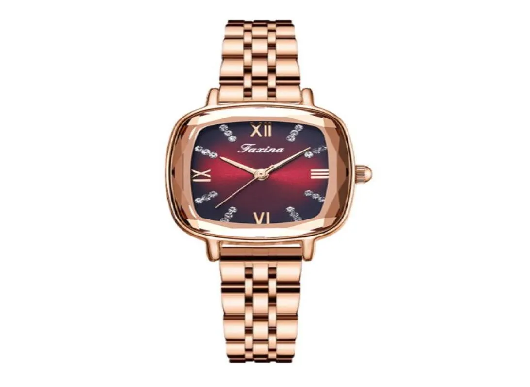 Retro Series Heartbeat rostfritt stål Watch Band Quartz Womens Watches Square Dial Ladies Watch Brilliant Light Diamond Wristwatc9375534