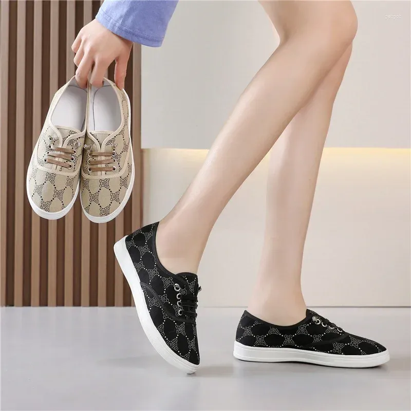 Casual Shoes Classic Round Stop Lady Canvas for Student Sneakers Comfort Up Flat Single Zapatos de Mujer