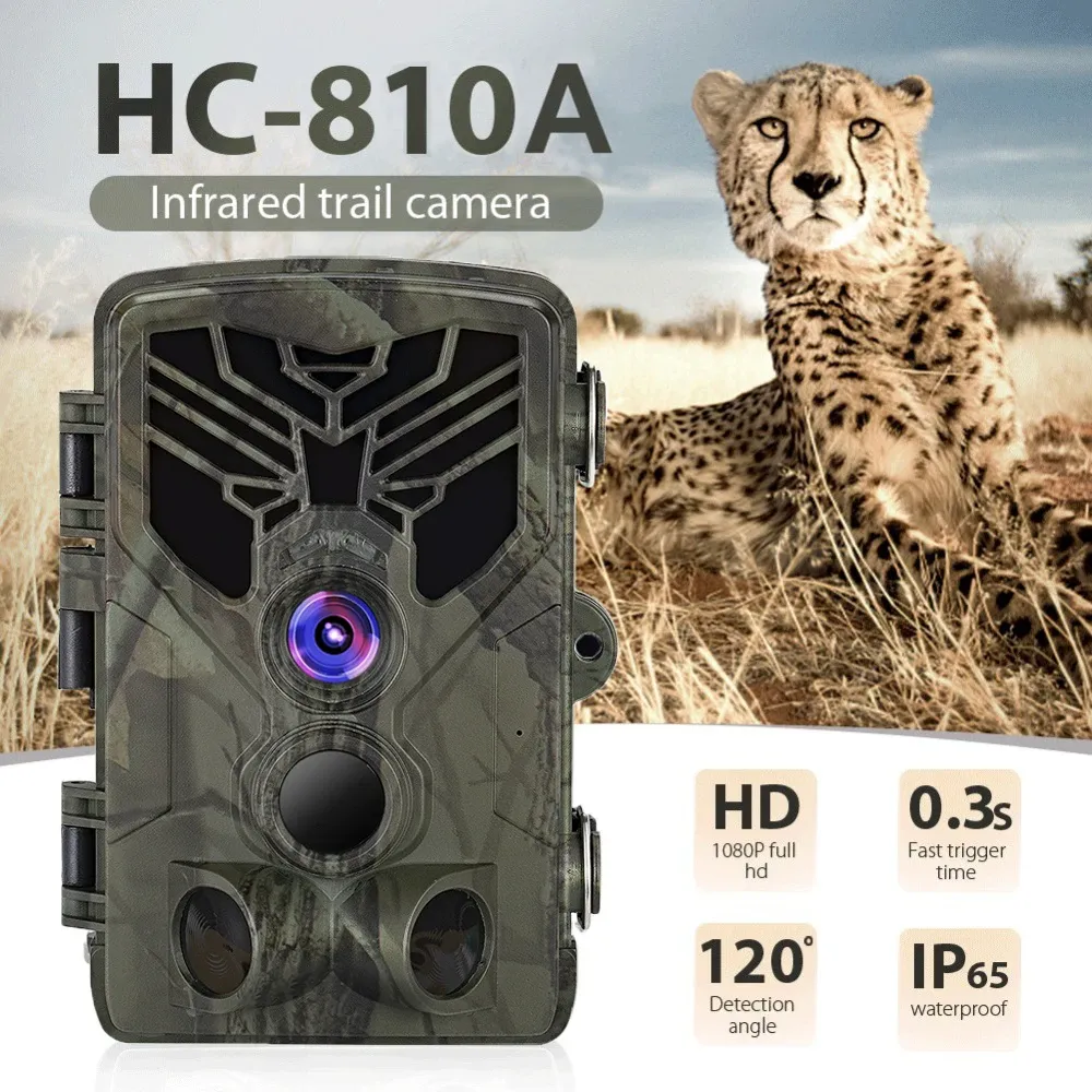 Cameras Hunting Trail Camera Vision Night Vision Wild Cameras 20MP 1080P IP65 PHOTO TRAP 0.3S TRIGGER WILLLIFE CAM SURVEILLANCE HC810A