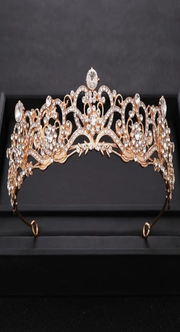 Vintage Rhinestone Crystal Gold Crown Princes Wedding tiara Headband Bridal Diadem Dress Party Prom Hair Jewelry Accessories7014559520322