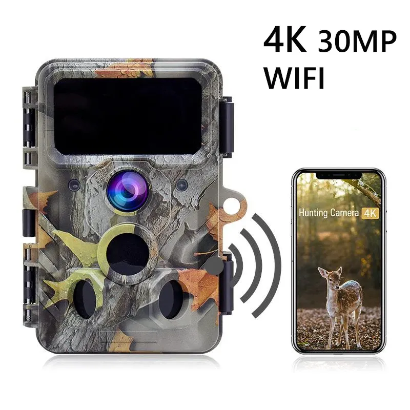 Camera's 4k jachtcamera 30mp Uhd Wifi Infrarood Night Versie Trail Foto Camera Waterdicht IP66 voor natuurbewaking