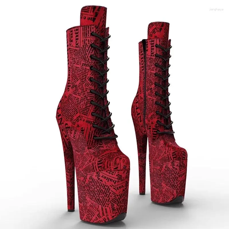 Chaussures de danse 20cm / 8 pouces Pu Upper moderne moderne sexy club pote à talons hauts plate-forme de cheville féminine 579