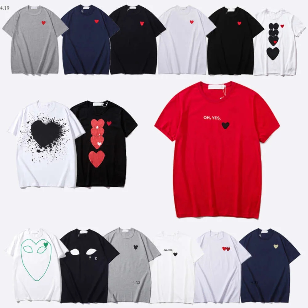 COMMES Designer Play T Shirt DES GARCONS Cotton Fashion Brand Red Heart Embroidery T-Shirt Women's Love Sleeve Couple Short Sleeve Men Cdgs Play 3257