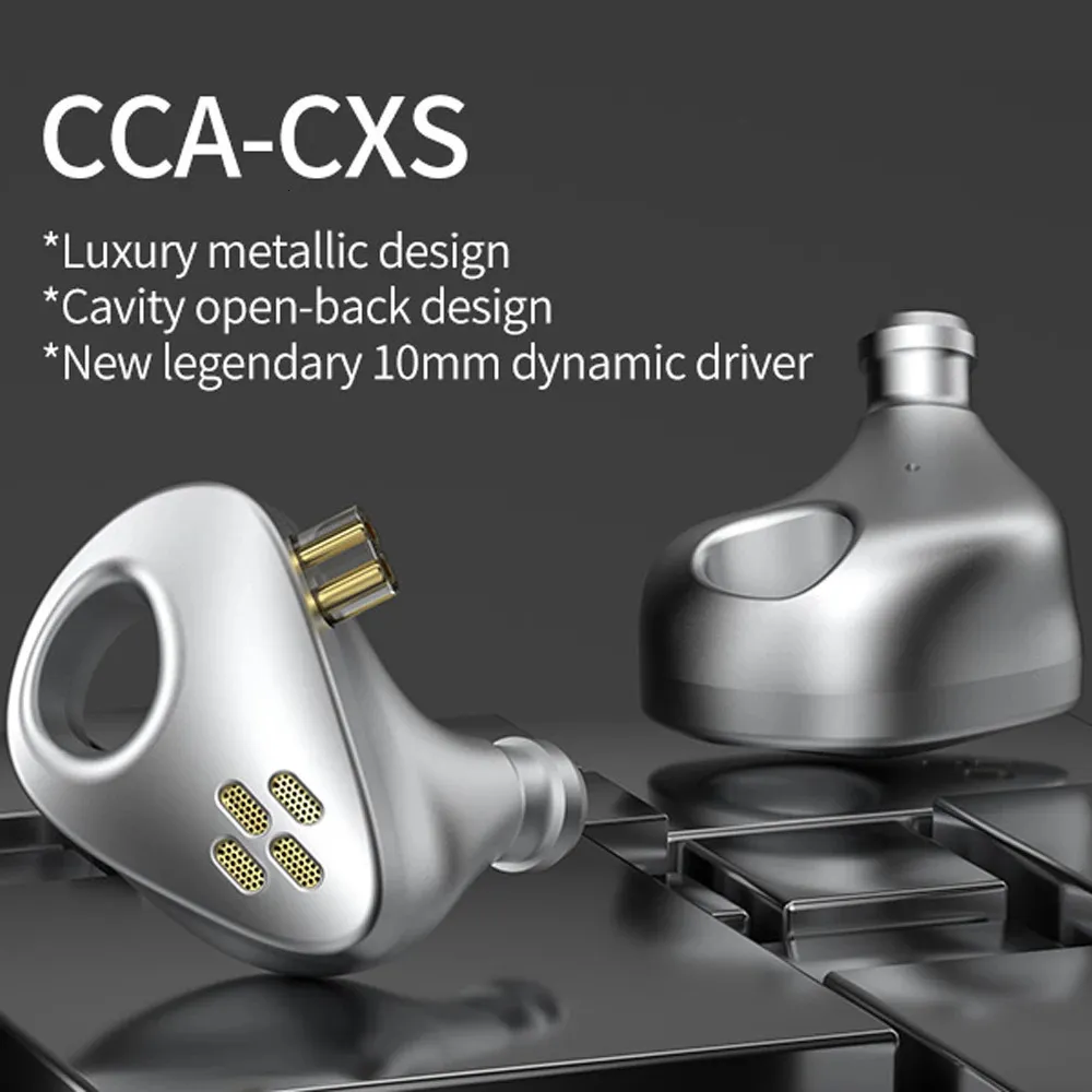 CCA CXS i öronmonitor hörlurar 10mm dynamisk förare IEM Earphoired Buller Isolating öronsnäckor med 2Pin löstagbar sladd 240411