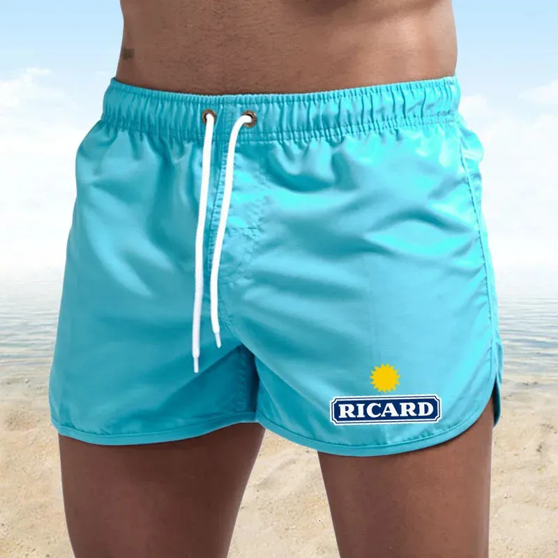 Ricards Trendy bedruckte Herren Solid Color Shorts für Sommer atmungsaktiven Strandpool Party bequem 240417