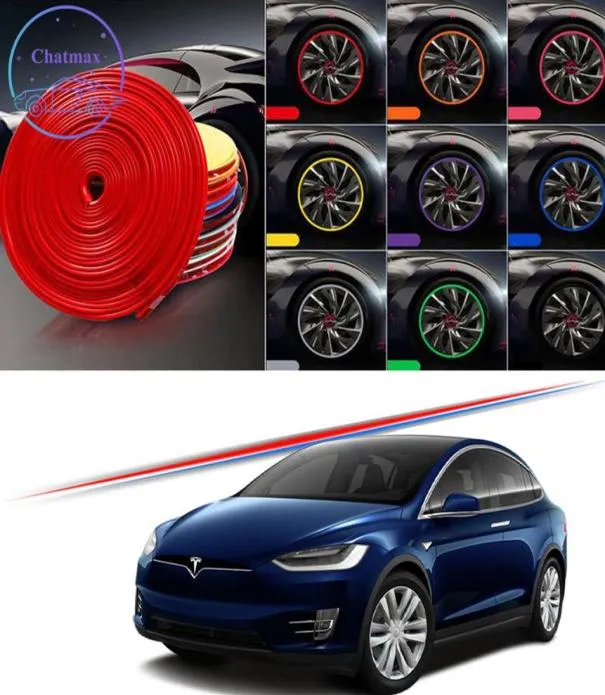 8m Multicolors Car Wheel Hub Rim Trim pour Tesla Modèle 3 Y X S 20082020 PLUS PLIDE PROTERTECT