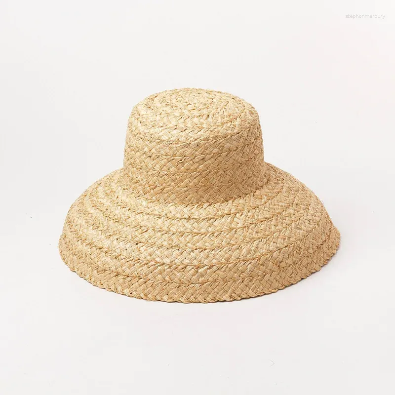 Chapeaux à bord large x285 Adulte Retro Flot Hat Top tombant tombant à la main Raffia Sun Cap Lafite Lady Outdoor Sun-Shading Beach Caps Panama