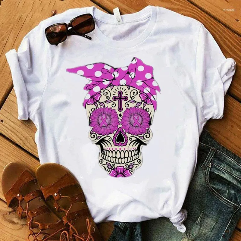 Dames t shirts Halloween doek kroon schedel grappige grafisch t-shirt 2024 modestijl o nek 90s shirt meisje casual korte mouw geprint