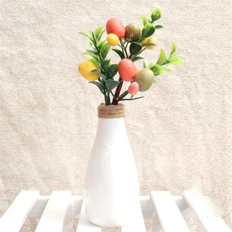 Decorative Flowers Easter Egg Tree Decor Artificial Branch Painting For Home Party DIY Craft Kids Gift Decoration Accessories