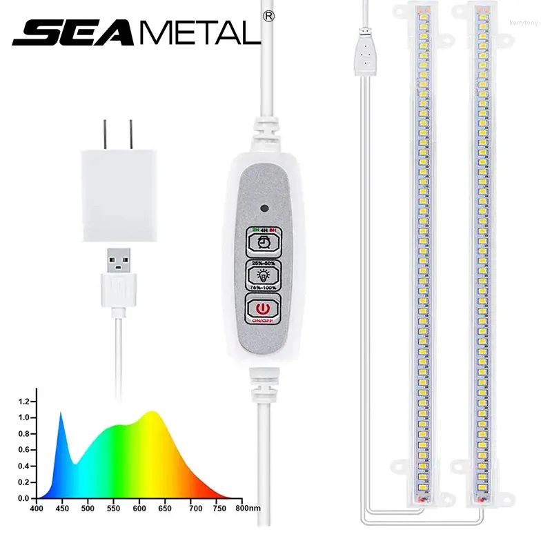 Grow Lights Seametal 2 in 1 Indoor LED Light Full Spectrum Hydroponics Growing Plant Lamps USB Timer Phyto Lamp Dimmable Phytolamps