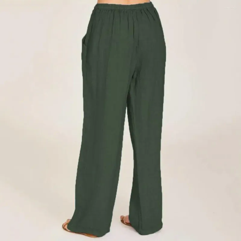 Calça feminina feminina feminina formato de perna casual lisonjeiro cintura elástica elegante, com calças de verão de bolsos para um