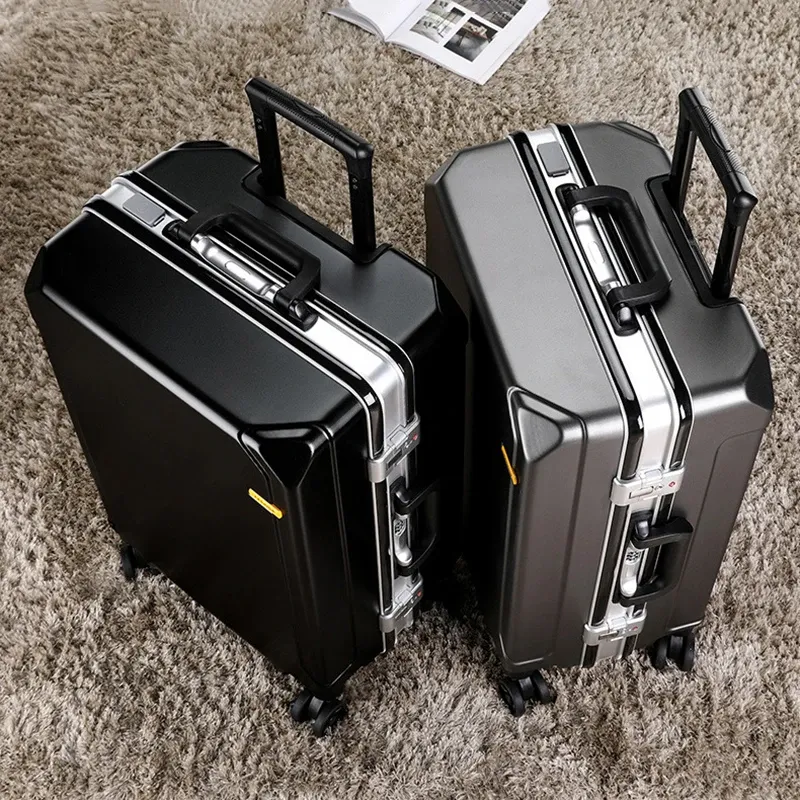 Luggage Dropshipping Fashion Aluminum Frame Trolley Universal Wheel Travel Box Trunk Solid Bags Password Luggage Boarding Check Suitcase