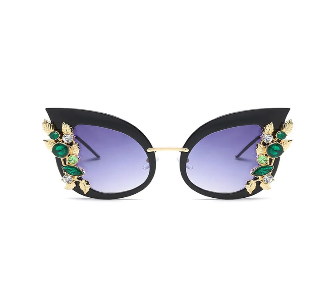 Gafas de sol de ojo de gato de cristal vintage Mujeres Luxury retro flores de flores de diamantes de diario gafas para gafas de gafas de sunmer beach UV4005911994