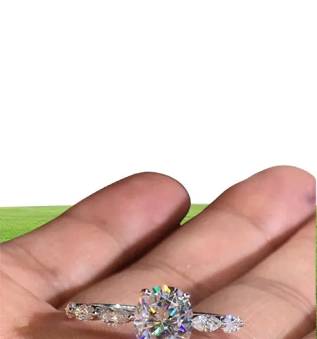 Pierścień Solitaire Natural Oval Moissanite Cleate Real 14k Białe złoto Zaangażowanie biżuterii dla kobiet ustawionych ANILLOS DE BIZUTERIA Y23023694227