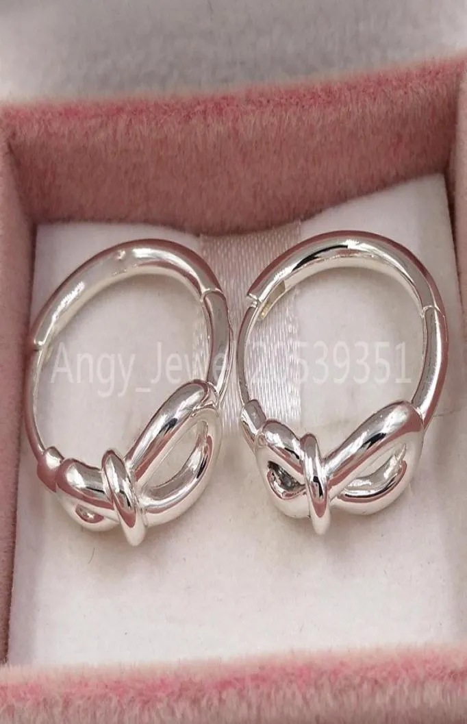 Infinity Knot Hoop Earrings Authentic 925 Sterling Silver Studs P Fits European Style Studs Jewelry Andy Jewel 298889C001855494