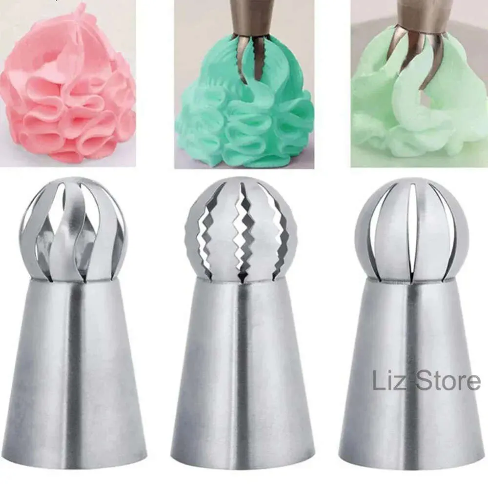 Icing Tool Cake 3st/Set Nozles Russian Piping Tips Spets Mögelbakkakor Dekorera rostfritt stål Köksbakningsverktyg Th1278 S s