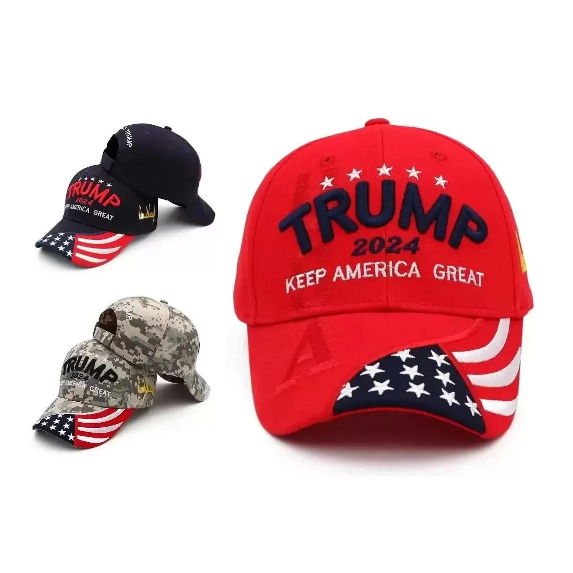 Party Hats 2024 Trump American Presidential Election Baseball Caps Adjustable Speed Rebound Cotton Sports Drop Delivery Home Garden Dh9Ti
