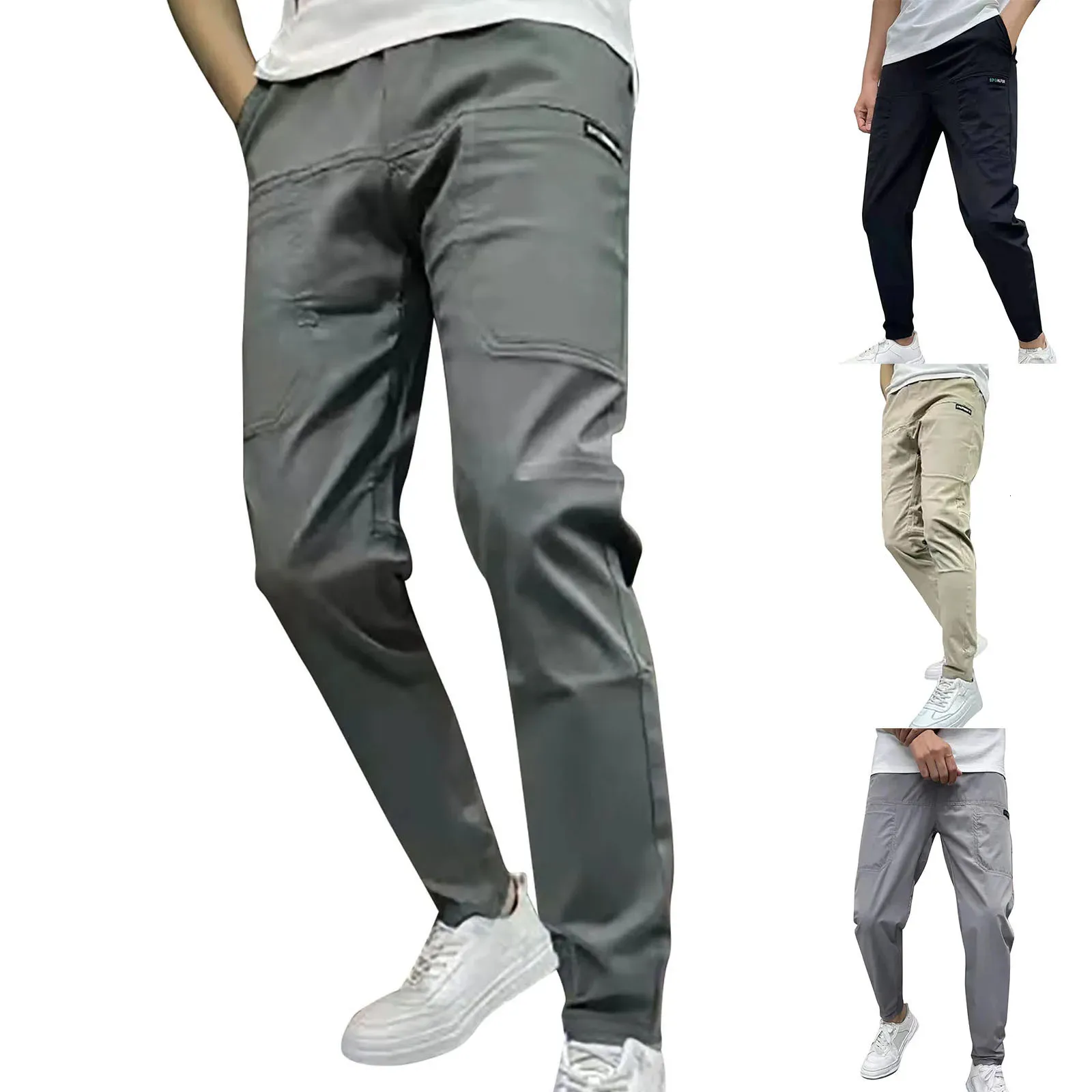 Joggers de moda para hombres Pantalones deportivos Pantalones de carga informales de verano Pantalones de chándal Gym Sweats Pantalones largos Pantalones de pantalones masculinos 240408