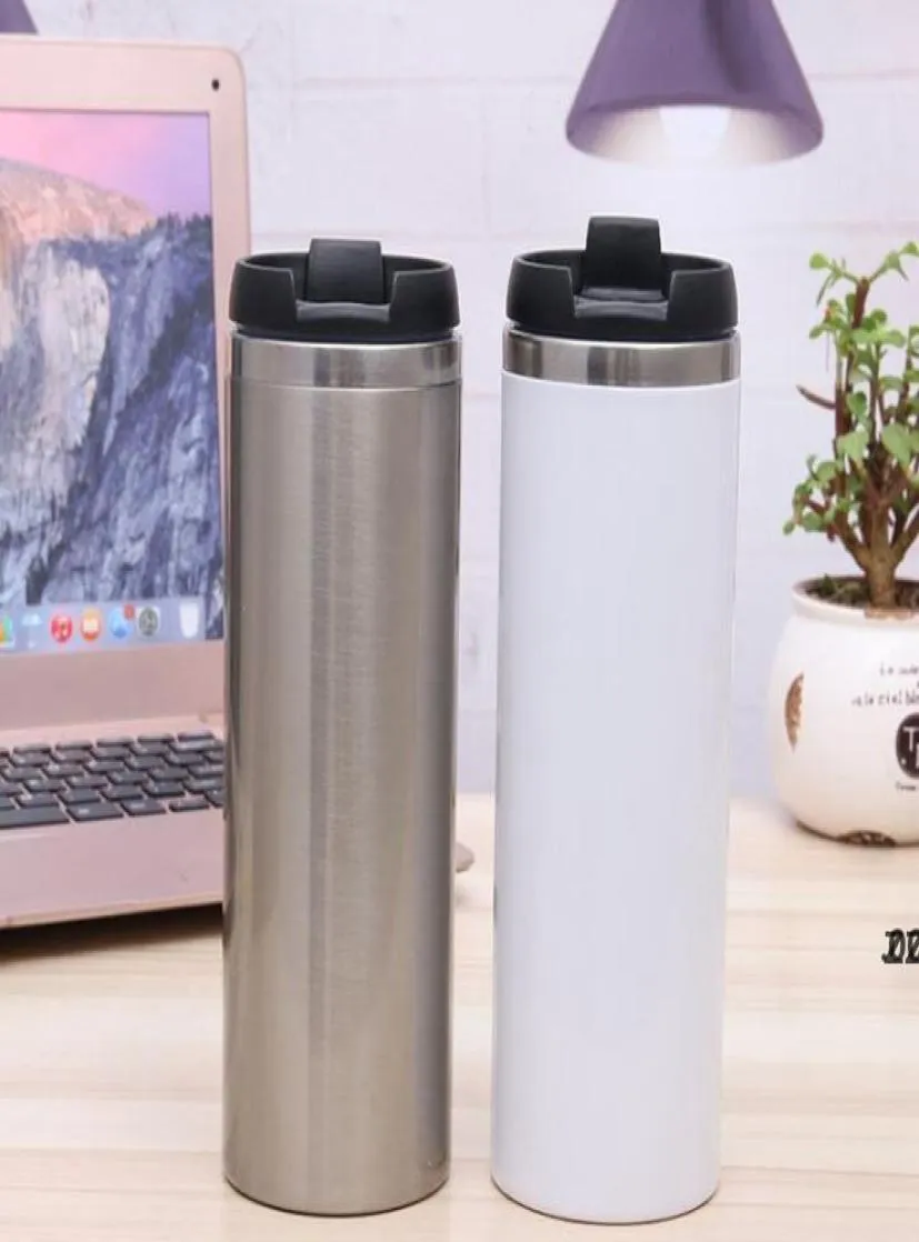 Drinkware Dining Bar Home Garden 420ml Blank SubliMation Tumblers Heat Tansfer Coffee With Lid Double Layers Sea HWB103272272351