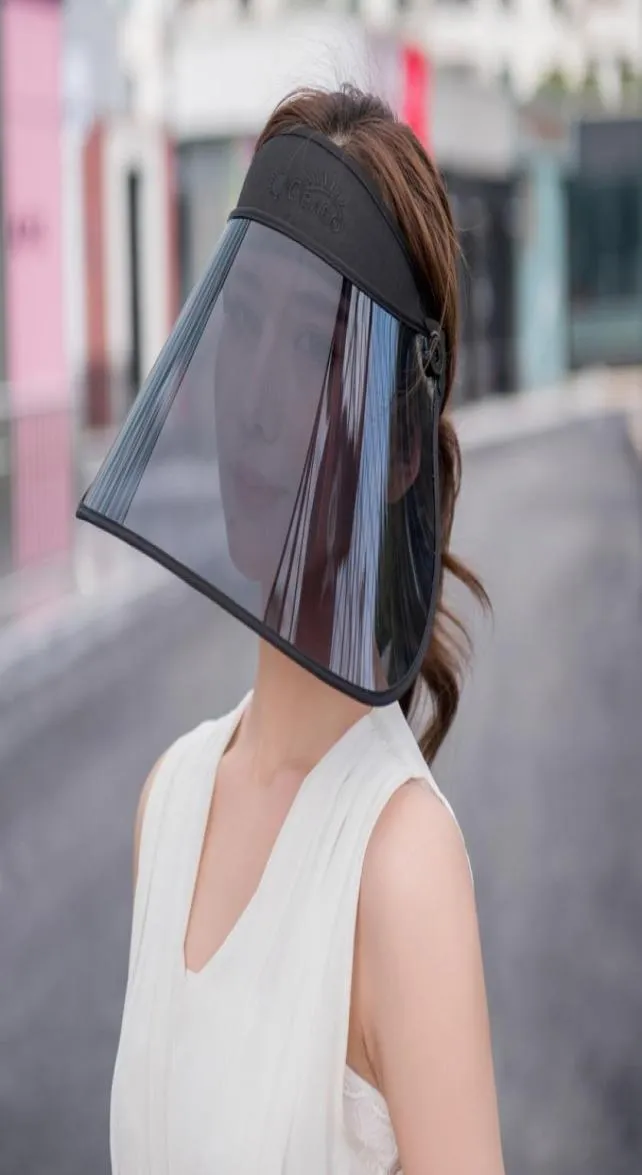 UV -vikbar ansikte Sunscreen Cap Protection Hat Shield med justerbar elastisk tejp unisex Clear Visor Hat bred grim 20pcslot8281827