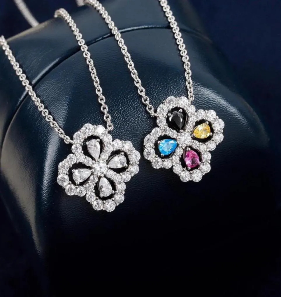 Lüks mücevher kolye çiçek kolyeleri elmas kazak 925 Sterlling gümüş rodyum kaplama tasarımcı ince zincir kadın kolyeler fas2935504