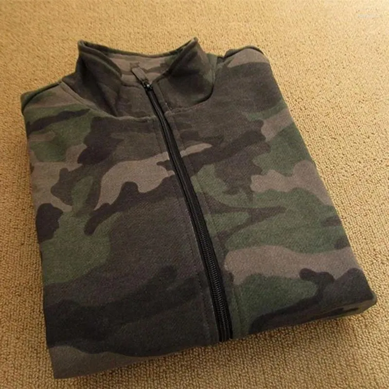 Sweat à capuche pour femmes hommes et camouflage à fermeture éclair de la fermeture à glissière Coton Terry à manches longues Cardigan veste en polaire automne