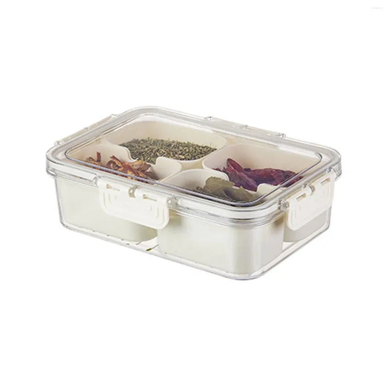 Storage Bottles Clear Seasoning Organizer Box 4/8 Grids Containers With Lid And Handle For Pepper Star Anise