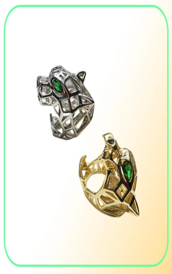 mode -accessoires voortreffelijk koper vergulde uitgeholde holte green eye tijger luipaard hoofd opening ring sieraden dames en heren ringen184C9459112