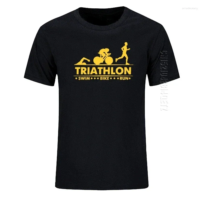 Herrdräkter nr2A1289 Triathlon Swim Bike Run Athlete Sport Tshirt Men Streetwear Harajuku Overdimensionerad bomullsmän T-shirt