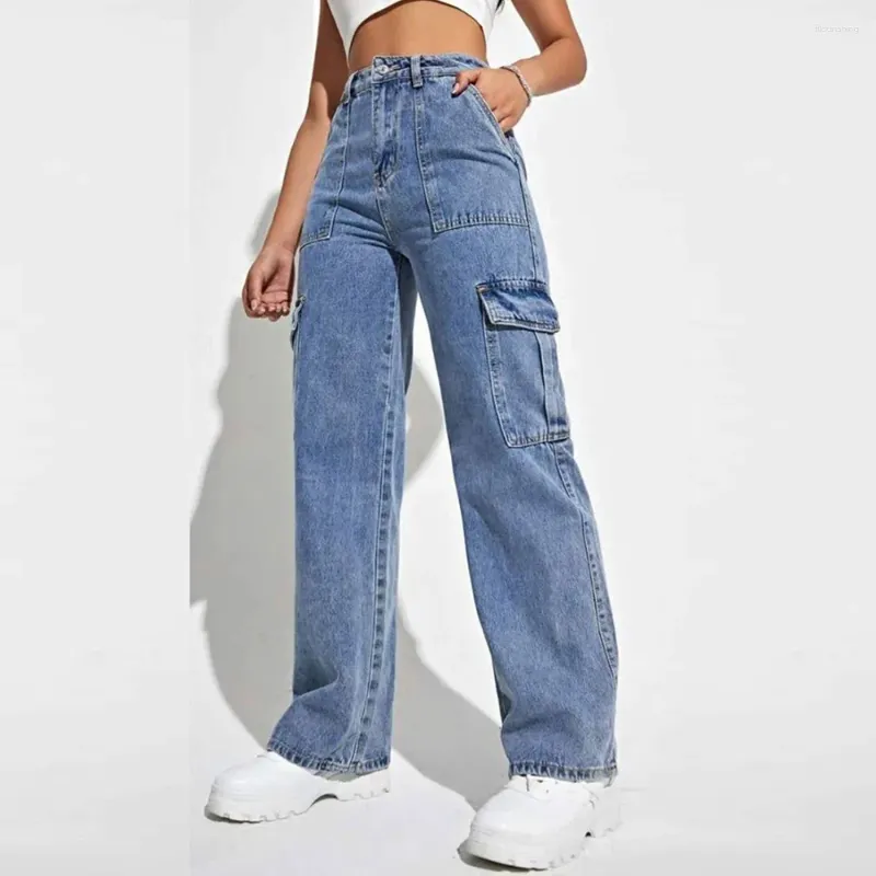 Jeans da donna in denim in denim ad alta vita lavato tute da donna tascabile di moda casual ladies pantaloni