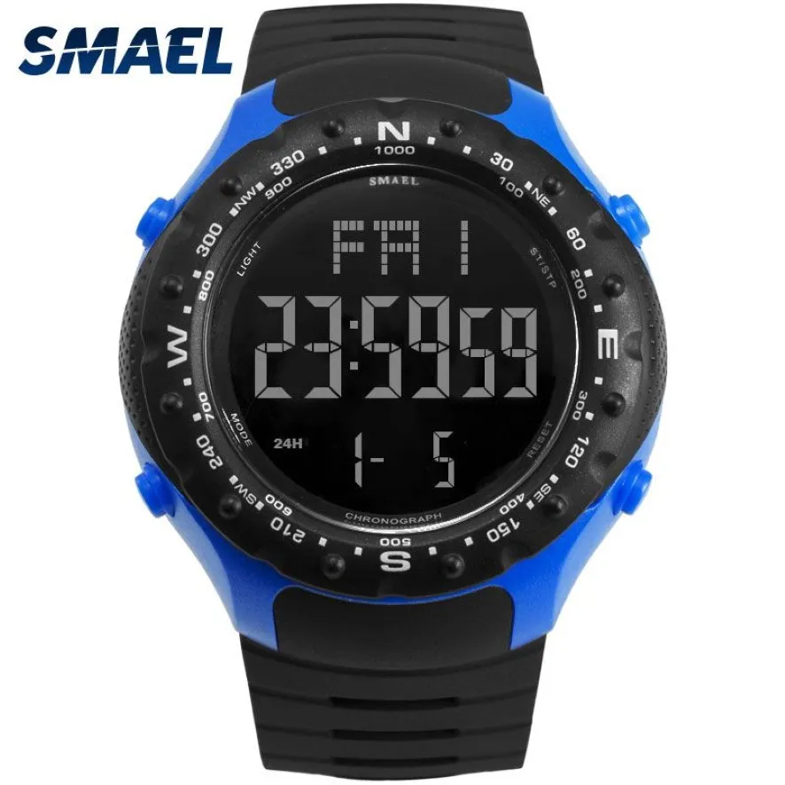 Sport Watch for Men 5bar imperméable Smael Watch S Shock Rester Cool Big Men Watches Sport Military 1342 LED Digital Wrsitwatches2628