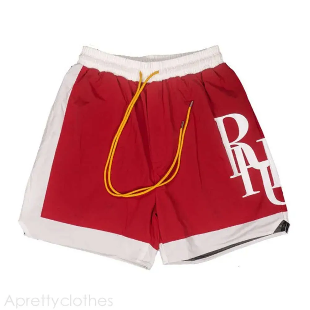 RHUDE MEN SHORTS DESIGNER DE PRAIA SHORTS High Street Fashion Moda respirável Pantagens de cordão Hip Hop Basketball esportes soltos de secagem rápida Rhude Short 336