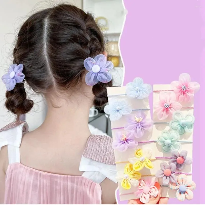 Accessori per capelli BAMBINA MAGNA MESH FLOWH FLOWERS BASSICHE Porta a coda di cavallo elastico colorato per bambini morbidi