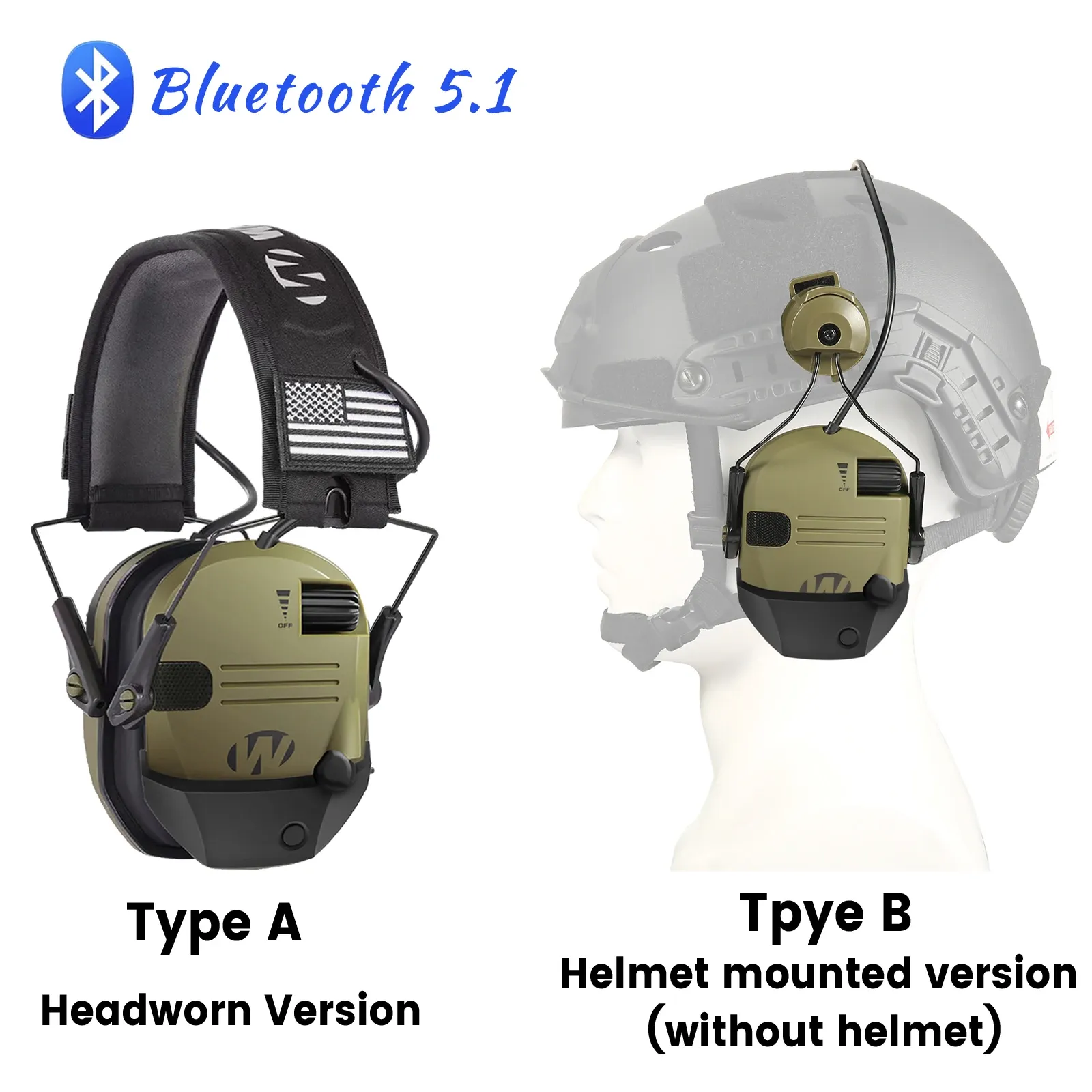 Akcesoria Bluetooth 5.1 Strzelanie do antinoise zestaw słuchawkowy elektroniczne uchwyty nauszne polowanie na taktyczny zestaw słuchawkowy Ochrona słuchu Earmuffs