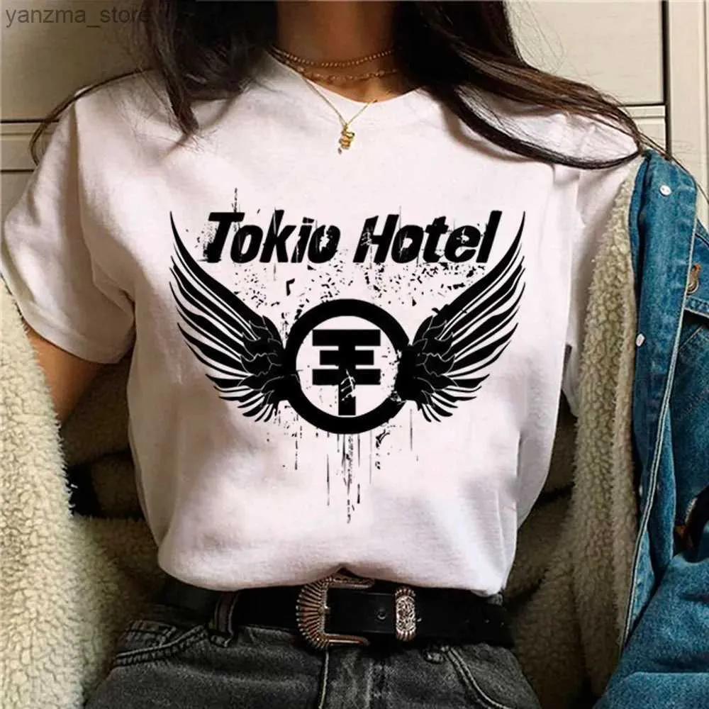 T-shirt femminile Tokio Hotel Top Kobiety Anime Harajuku Mieszna Koszulka Damska Anime Y2K Odzie Designerska Y240420