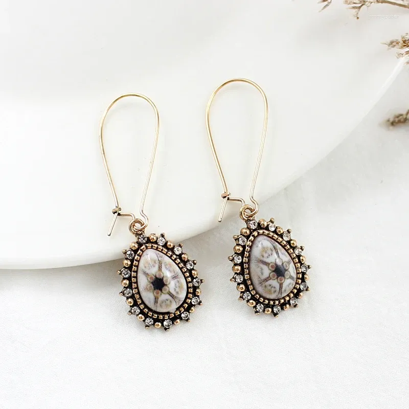 Dangle Earrings Especially Water Drop For Women Tear-shaped Earring Mosaic Zircon Metal Symmetric Pendant Pine Pattern Jewelry