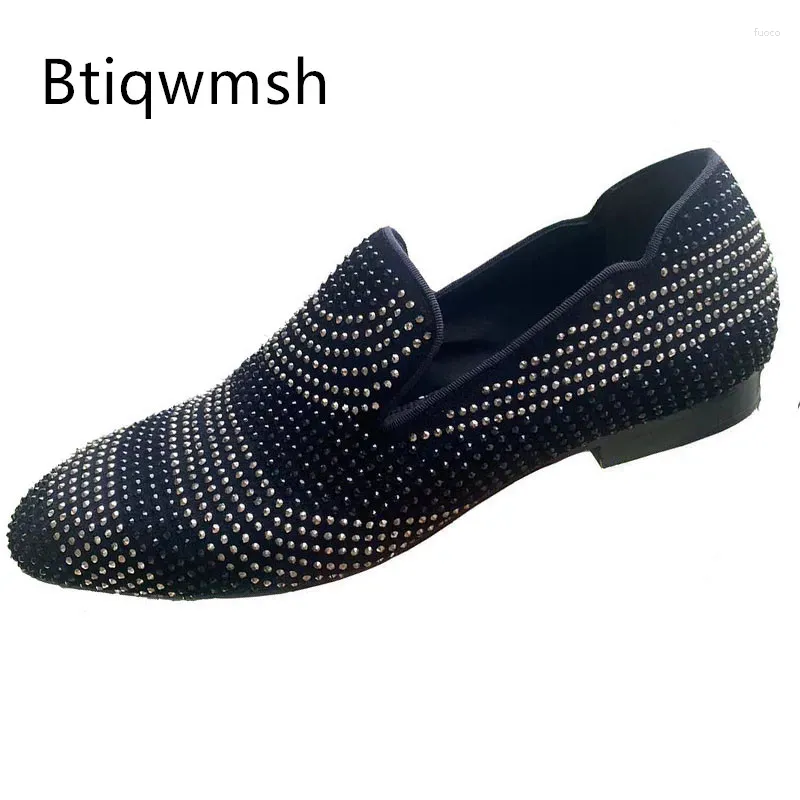 Dress Shoes 2024 Luxury Rhinestone Man Round Toe Mixed Color Crystal Flats For Men Fashion Wedding