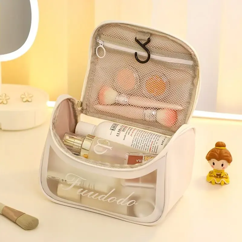 Borsa per trucco del campeggio sacchetto per la donna per la donna 2023 Flip Transparent Waterproof Makeup Storage Borse Fog Face Wash Storage Borse portatile