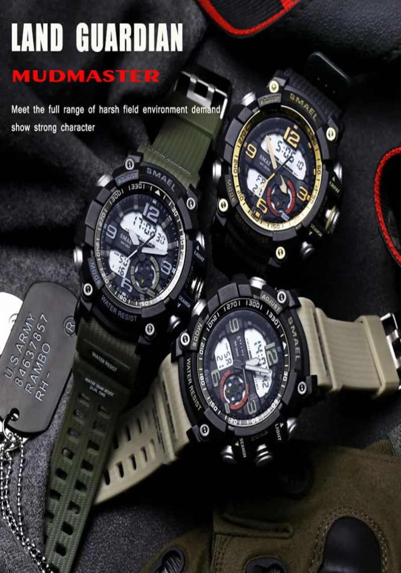 2020 Smael Sport Men039S Wristwatch LED 디지털 시계 방수 방수 듀얼 시계 군용 시계 1617 남성 감시 OROLOGI 7902659