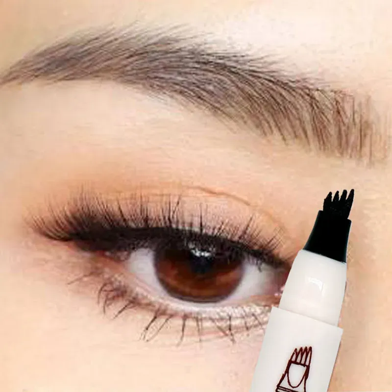 Supply 4 Colors 4 Fork Tip Eyebrow Pencil Waterproof Liquid Brow Pencil Gray Microblade Eyebrow Pen Black Eyebrow Tattoo Pen Makeup