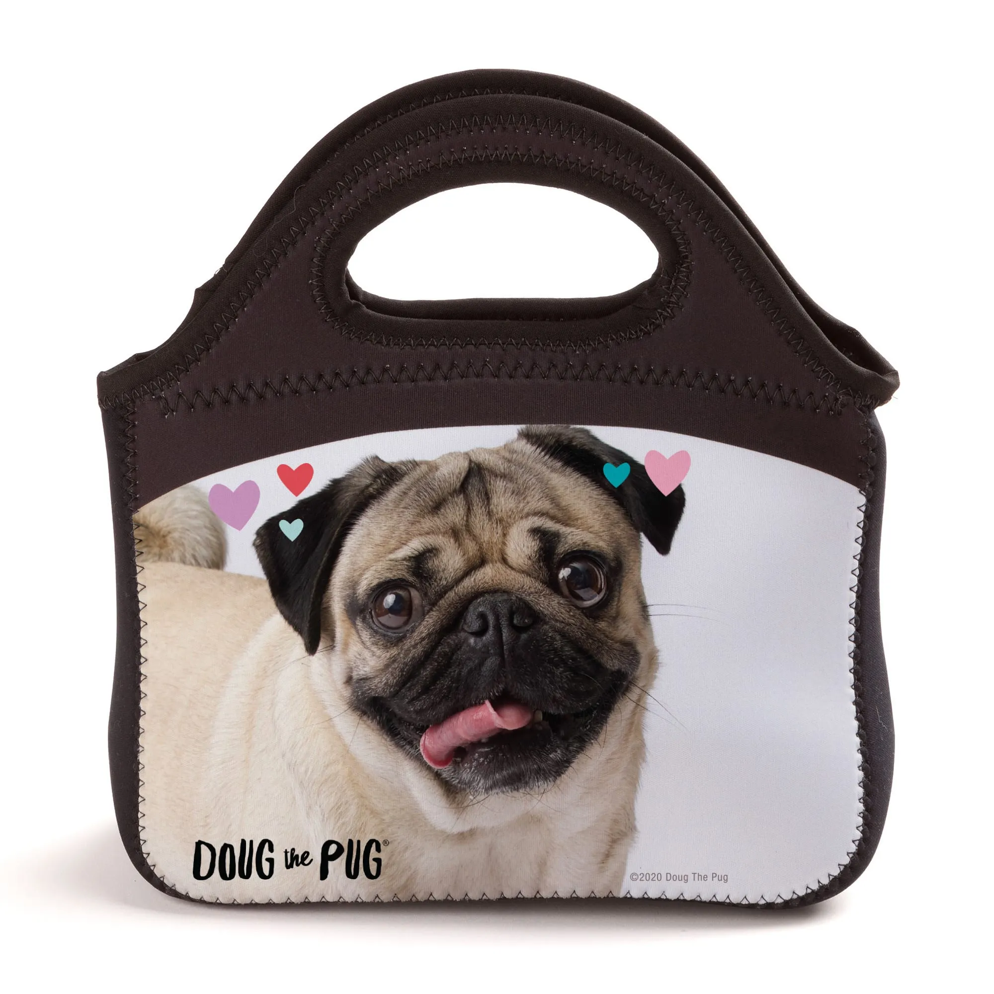 Doug The Pug Hearts Personalized Lunch Bag Tote in Black, 0.3 lb  display picture 1