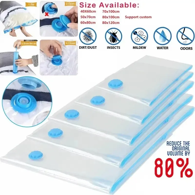 Vacuum Storage Bags for Clothes Pillows Bedding Blanket More Space Save Compression Travel Bags Bedding Home Organizer