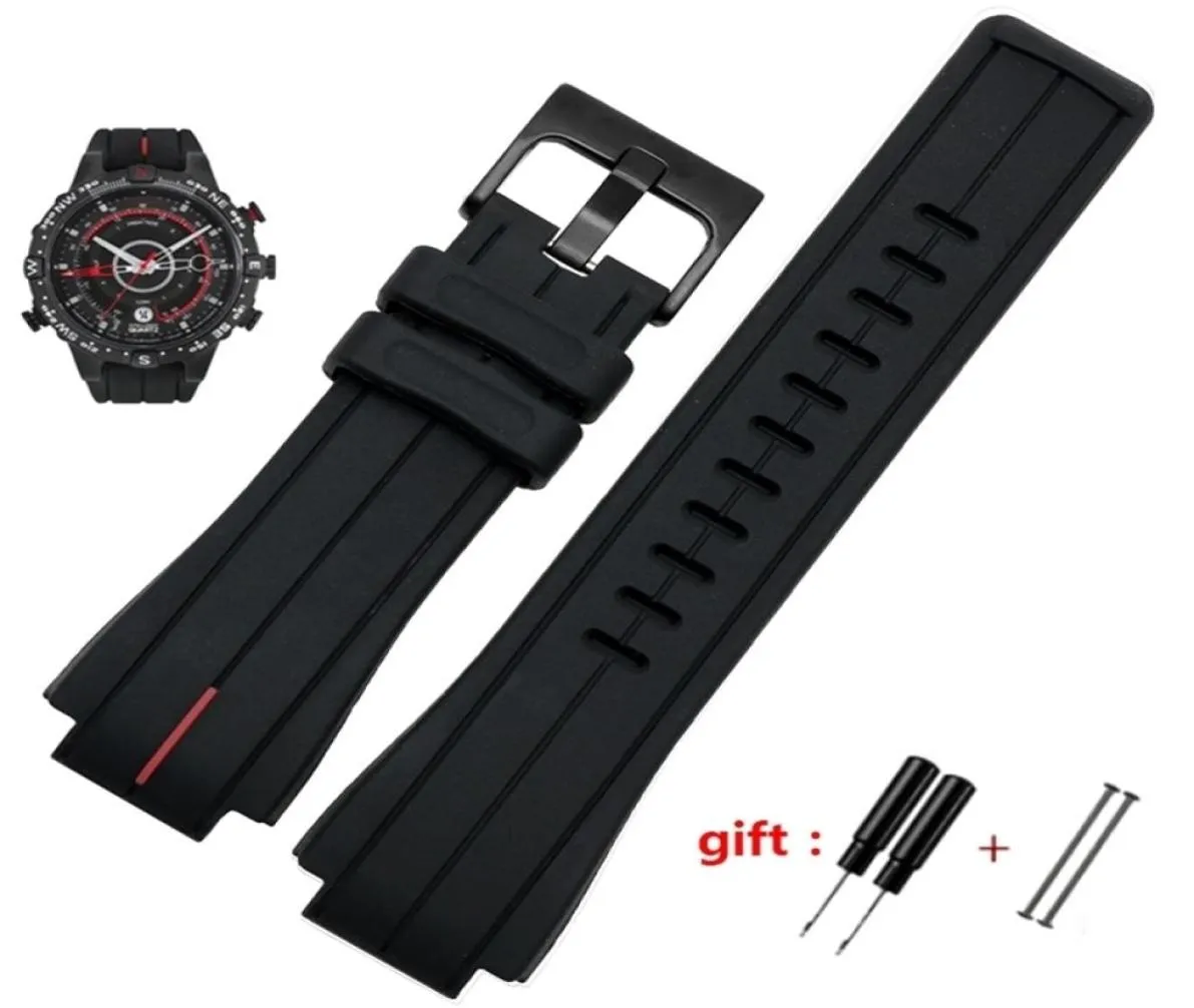 bande de montre en caoutchouc de haute quantité pour Timex Watcht2N720 T2N721 TW2T76300 Black étanche en silicone Slicone Sports 2416mm 220706747084